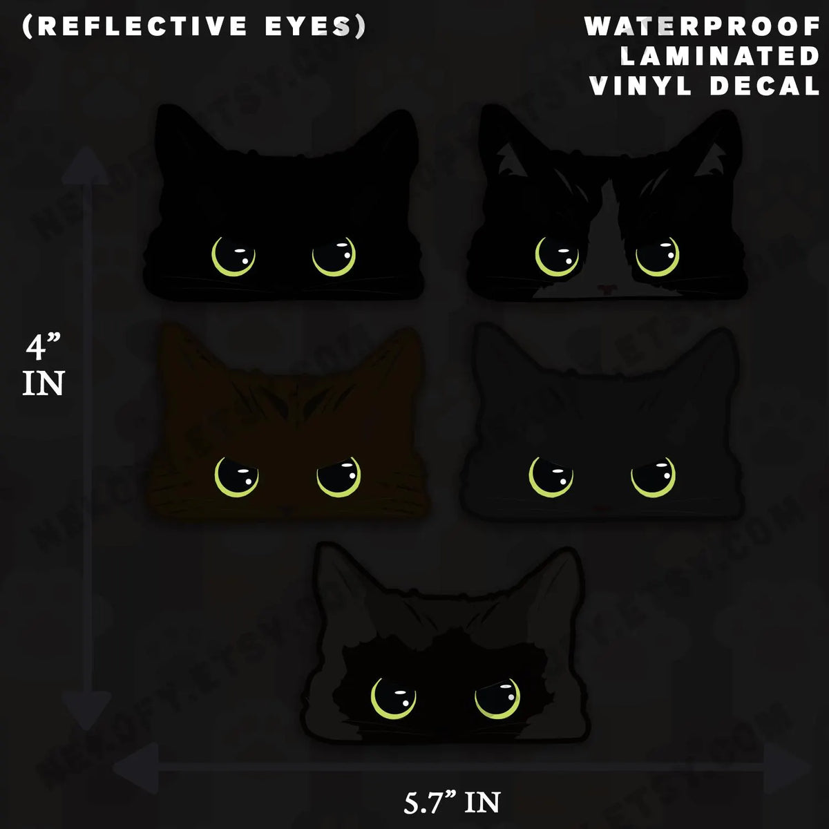 Reflective "Grumpy Peeker" Cat Vinyl Decal