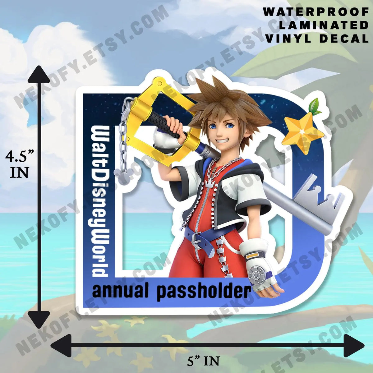 Disney’s “D” Annual Passholder Sticker - Kingdom hearts Sora - Fanart