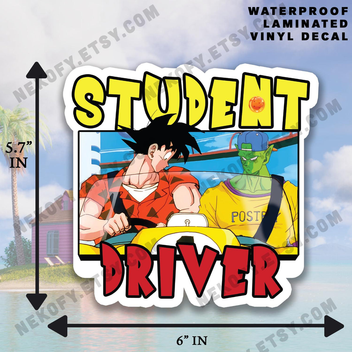 DBZ Student Driver Car Bumper Sticker | Laminated Waterproof Decal